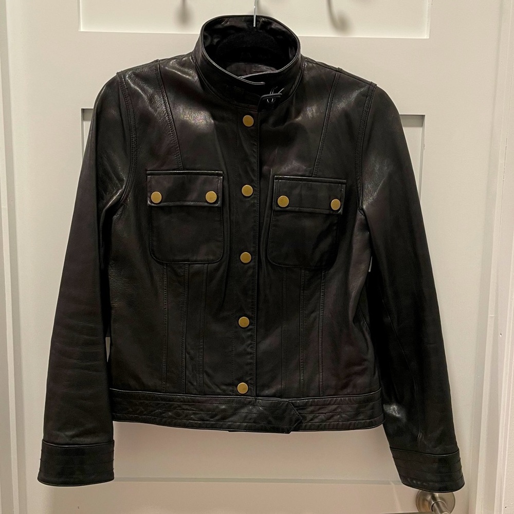 Beautiful Black Leather Bomber / Motorcycle Jacket